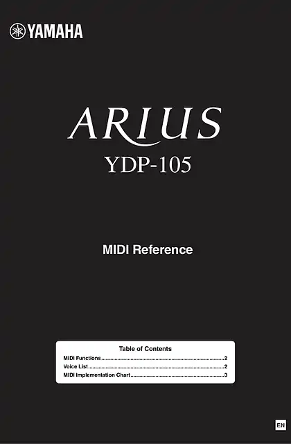 yamaha雅马哈YDP-105 MIDI Reference